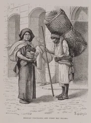 Tortillera mexicana y vendedora de esteras de paja, de 